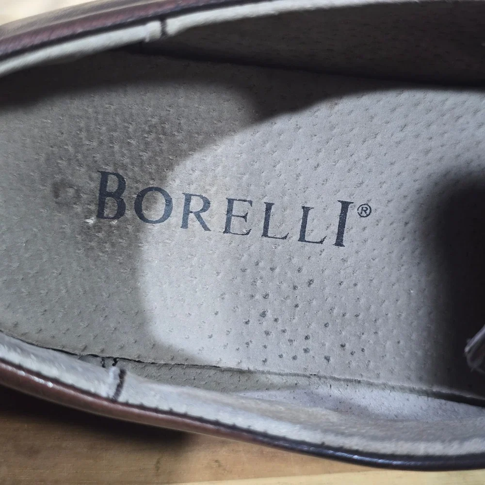 Borelli Martin Men's Dress Shoes‎ 9.5 Brown Leather Square Toe Oxford Derby
